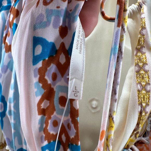 Free People Bellini Patchwork Halter Top Size L Spaghetti Straps Deep V-Neck - Picture 10 of 11